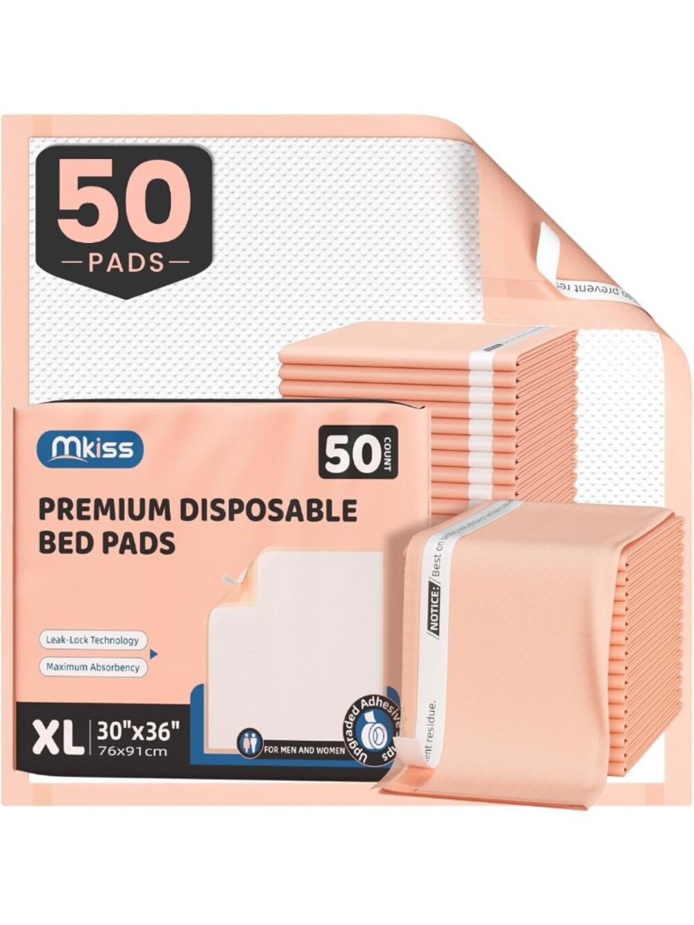 Extra Large Disposable Bed Pads 30"x36" - 50 Count, Leakproof Incontinence & Pet